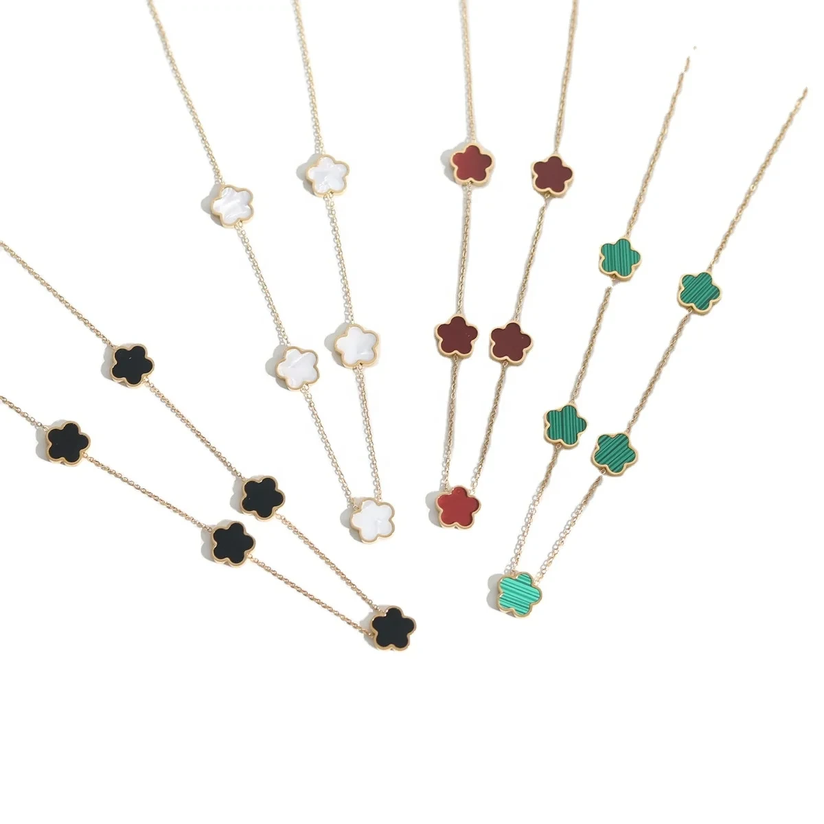 Light Luxury,Double-sided Four Leaf Clover Necklace Gold Plated Jewelry Necklace Black Four Leaf Clover Necklace 1