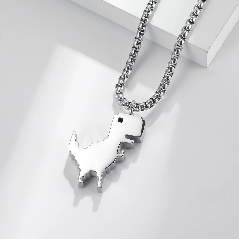 Little Dinosaur Pendant stainless steel Necklace bulk Hipster Necklace For Men And Women Jewelry 1