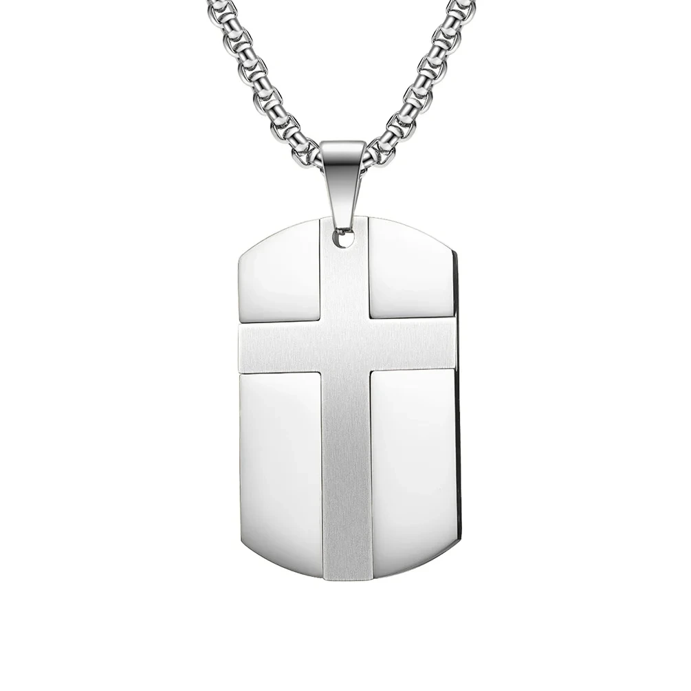 wholesale necklace jewelry Stainless Steel Cross Military necklace charm Enhanced Pendant Titanium Steel Dogtag Necklace Men Jewelry store 1