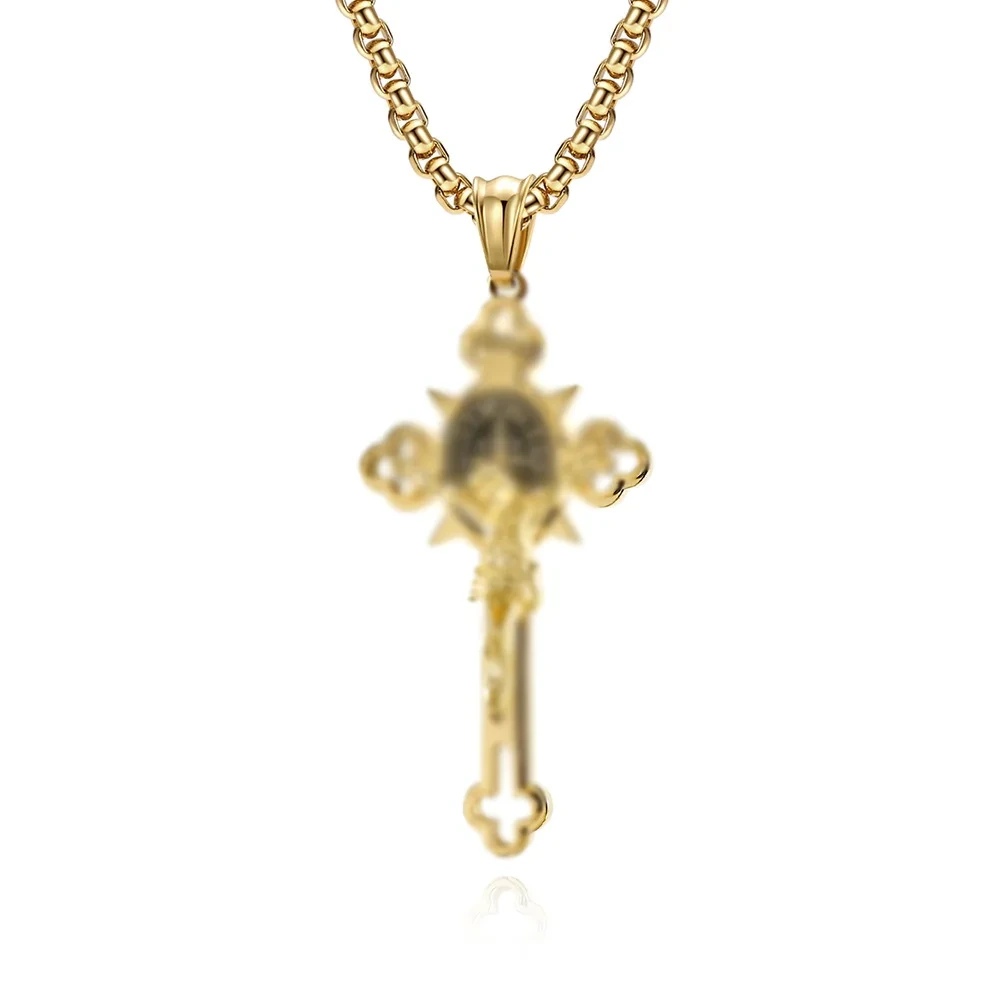 Fashion Niche Design Gothic Kyle Knot Titanium Steel Cross Necklace Gold Plated necklace Pendants Stainless Steel Jewelry mens 1