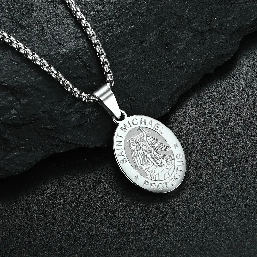 Stainless Steel Necklace Supplier SLKS Jewelry Manufacture Length:27mm Width:18mm 5