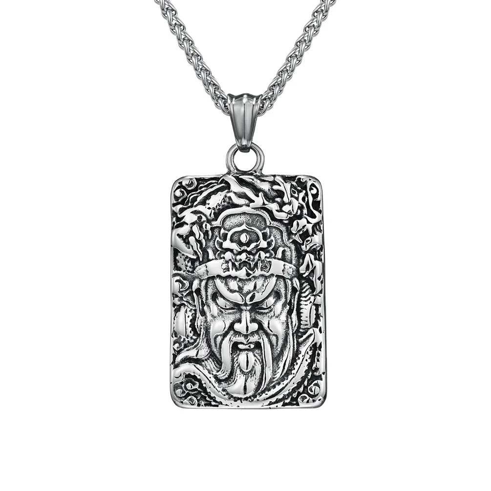 Vintage Titanium Steel Guan Gong Guan Yunchang Domineer Men's Pendant Stainless Steel Men Necklace Jewelry 1