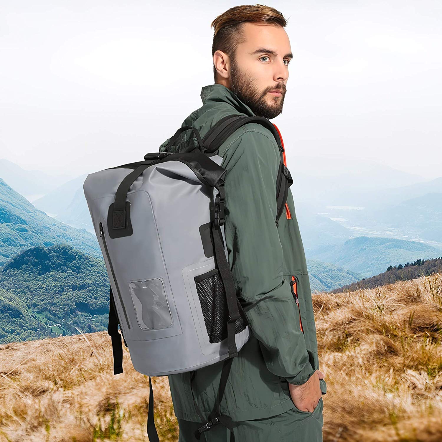 Urban Roll Top Waterproof Travel Hiking Backpack Lightweight Casual Daypack Stylish School Bag 3