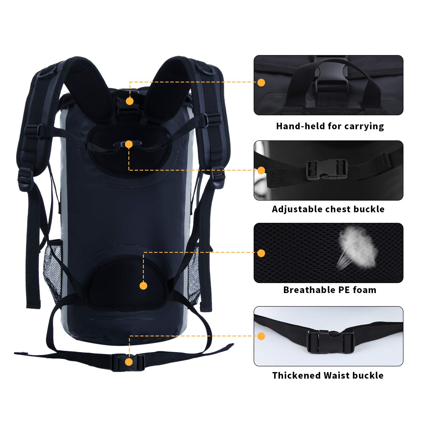 Urban Roll Top Waterproof Travel Hiking Backpack Lightweight Casual Daypack Stylish School Bag 7