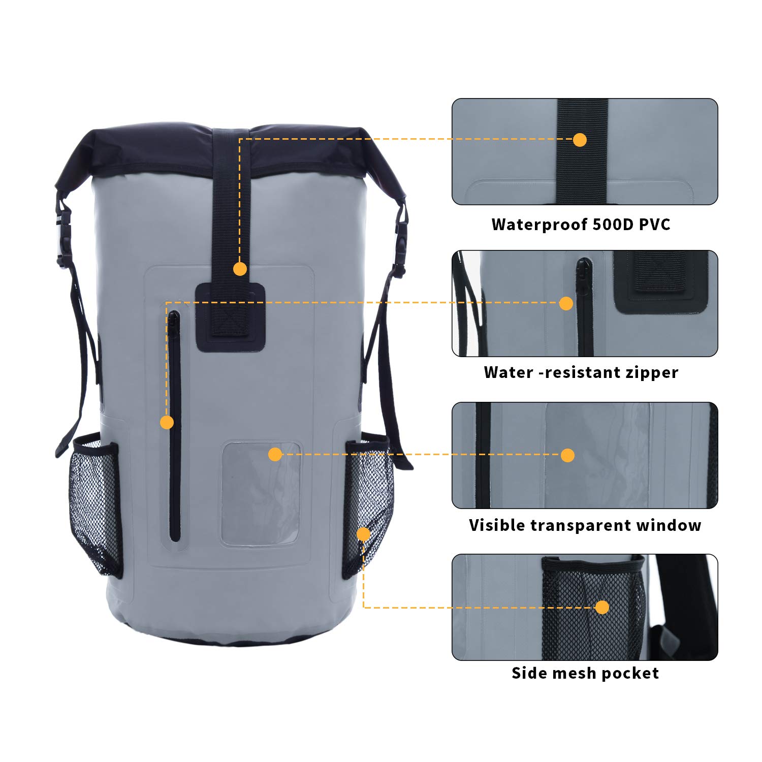Urban Roll Top Waterproof Travel Hiking Backpack Lightweight Casual Daypack Stylish School Bag 6