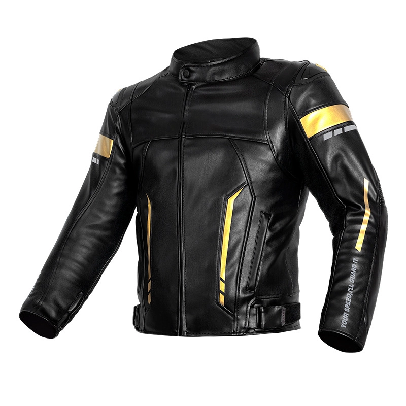 Veste en cuir PU doublure en coton amovible à l'intérieur de l'impression à l'encre noir or noir et blanc-0606 1