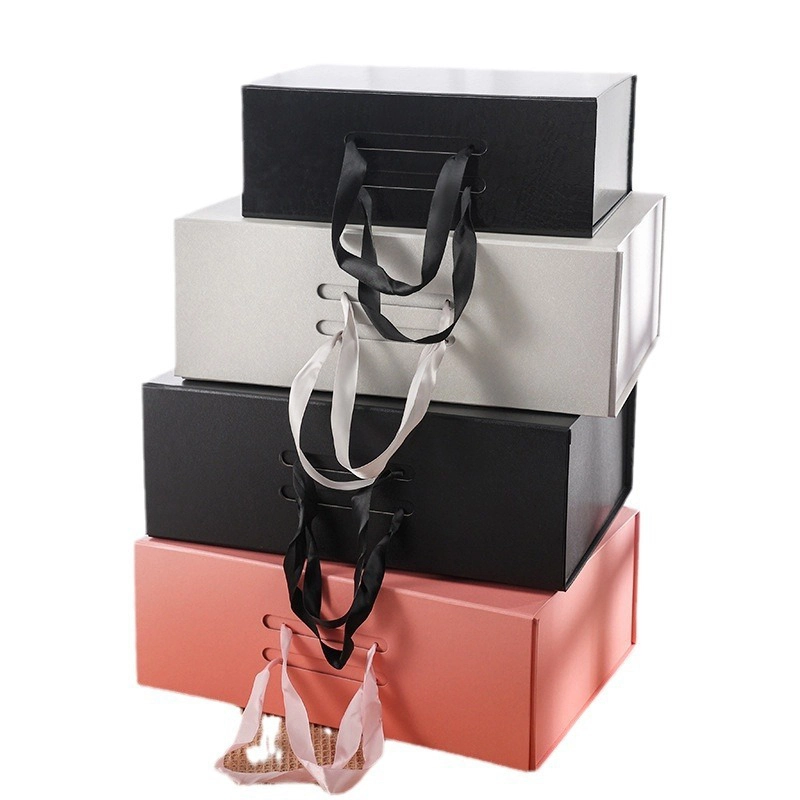 Caja de regalo portátil magnética plegable de una pieza con cinta 1