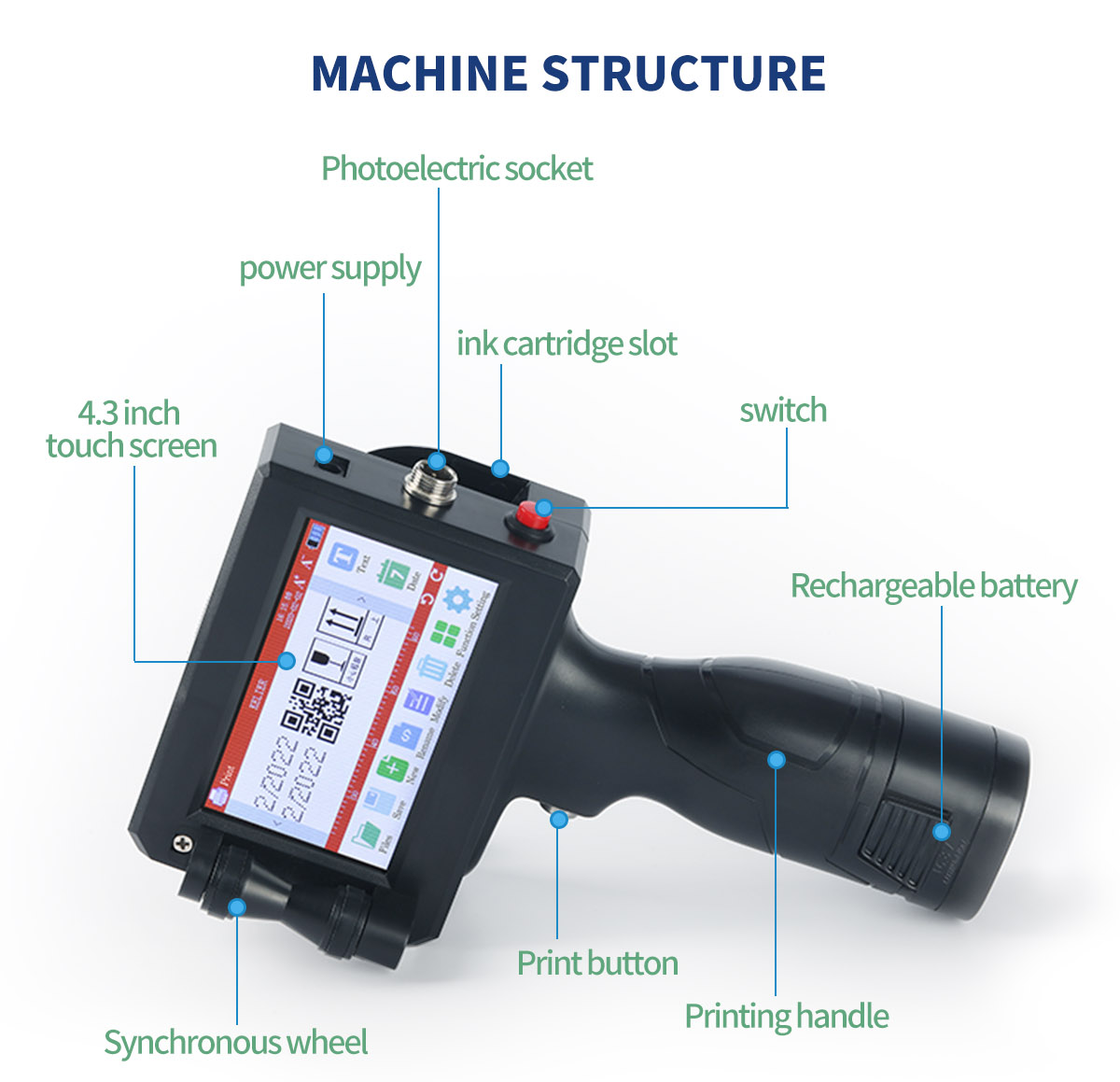 Industrial Handheld plastic bottle Expiry Date Inkjet Printer H6 12