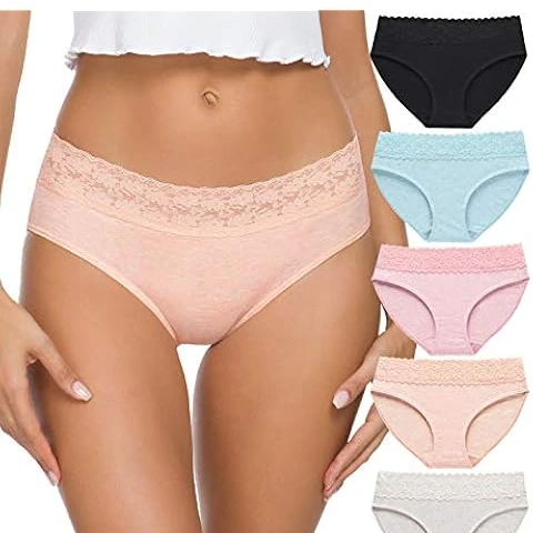 Womens Underwear Cotton Bikini Panties Lace Soft Hipster Panty Ladies Stretch Full Briefs 1