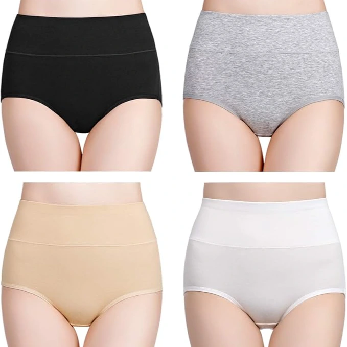 Cueca feminina de algodão cintura alta calcinha feminina com cobertura total 1
