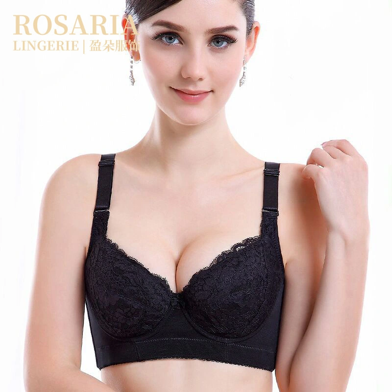 Sujetador push-up de encaje para mujer, sujetador de belleza con espalda suave, talla grande, con aros florales, para uso diario 1