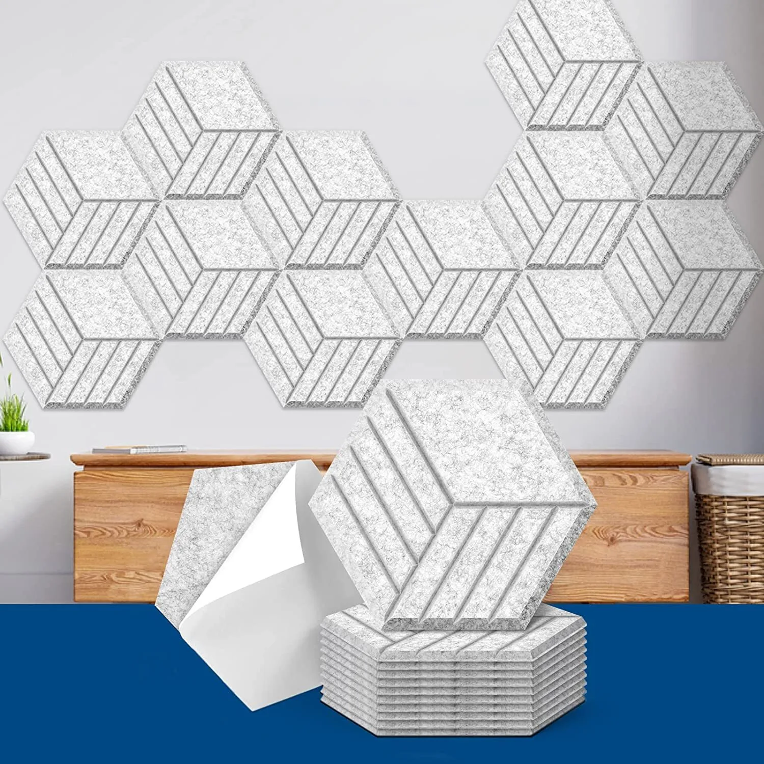 Paneles acústicos de PET hexagonales: ingeniosa armonía acústica & Decoración 1