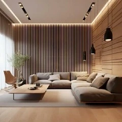 Pannello acustico da soffitto in MDF per assorbimento acustico da parete con doghe in legno 1