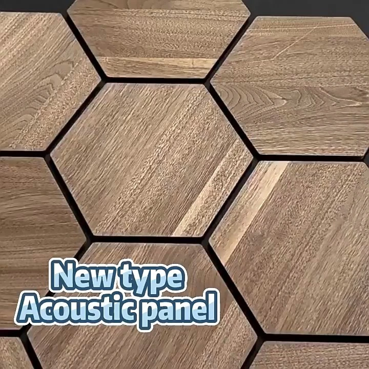 Hexagonal Harmony: Wood Texture Acoustic Panels 1