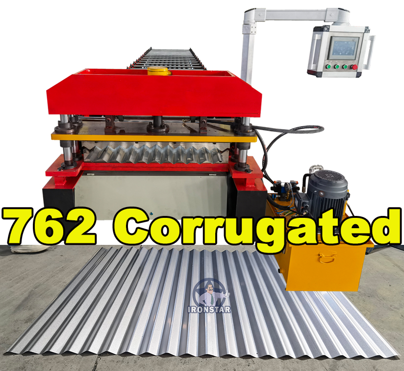 Machine de formage de rouleaux de tôle de toit ondulée IRONSTAR 762 800 0,13-0,4 MM en Afrique 1