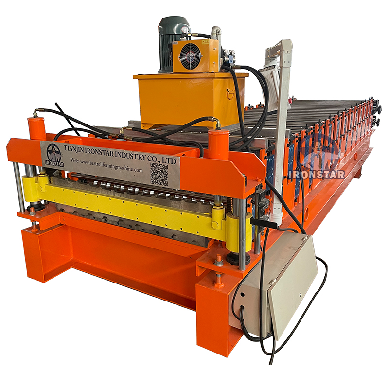 T10 and T18 double layer roll forming machine in Kyrgyzstan | C10 and C18 double deck machine 4