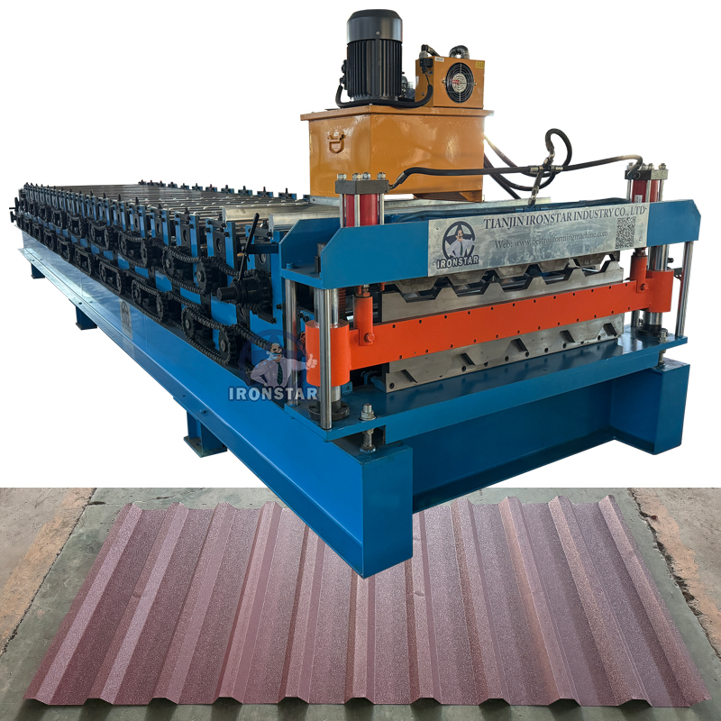 5 rib and 6 rib trapezoidal sheet double layer roll forming machine in Hungary 1