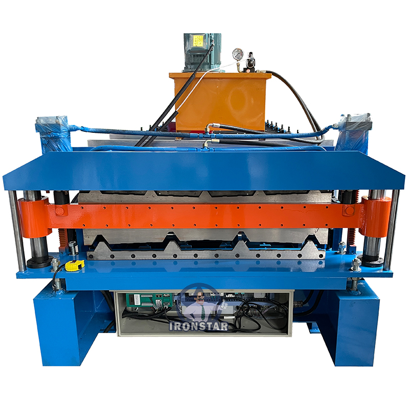 5 rib and 4 rib trapezoidal sheet double deck roll forming machine 2 layer roll forming machine 1