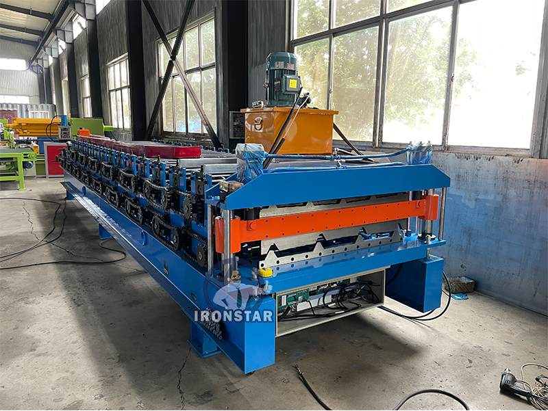 5 rib and 4 rib trapezoidal sheet double deck roll forming machine 2 layer roll forming machine 3