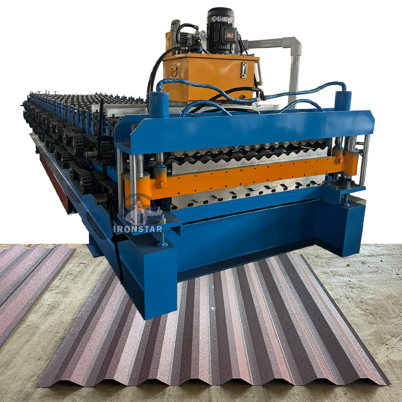 Machine de profilage à rouleaux double couche trapézoïdale et ondulée à 8 nervures en Amérique 1