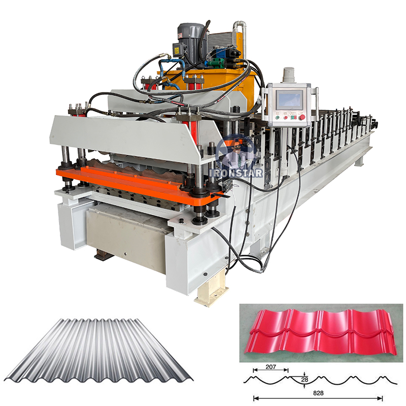 836 corrugated and 828 glazed tile double layer roll forming machine 1
