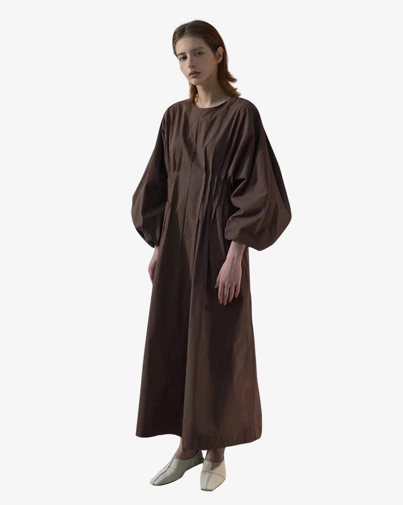 Vestido de algodón puro elegante casual personalizado para mujer vintage 1