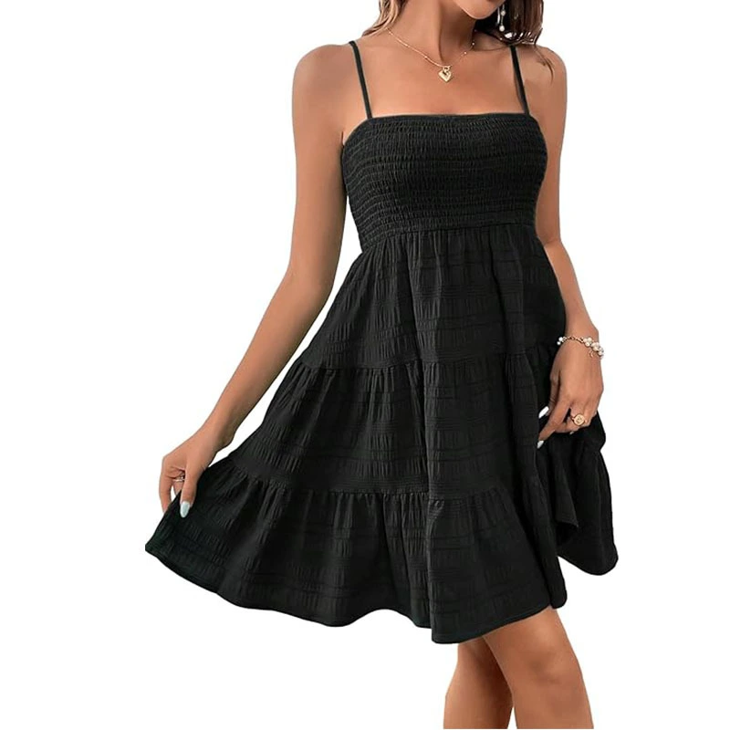 Women's Sundress Smock Cami Mini Dress Sleeveless Swing  Summer Dresses 1