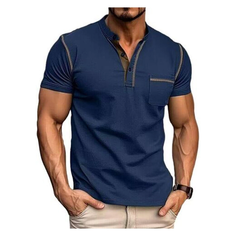 Men's Fashion Henley Shirt Classic Short/Long Sleeve Lightweight Button Cotton T-Shirt 1