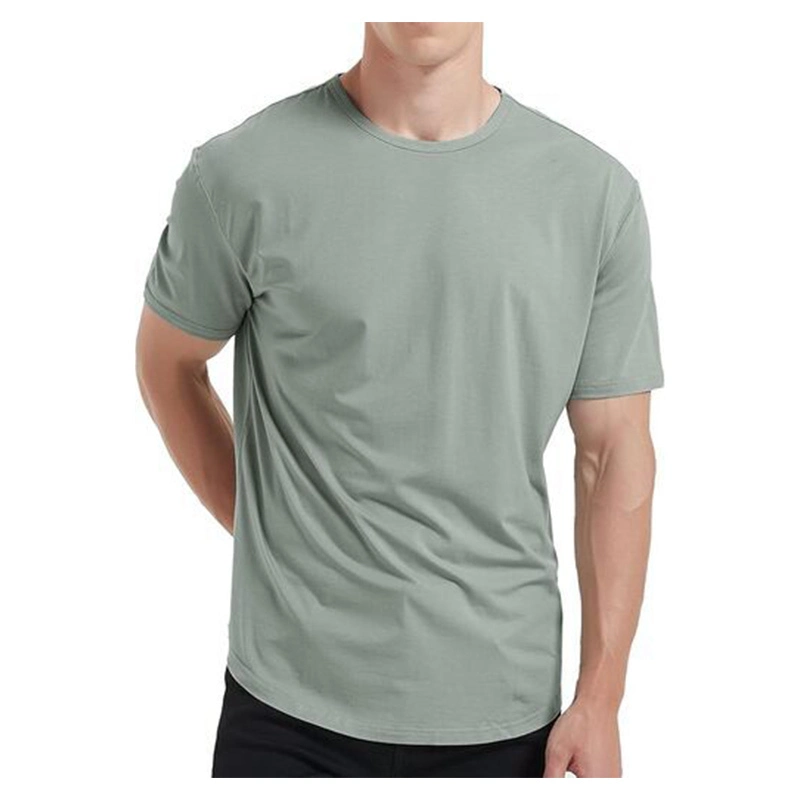 Camiseta de viscosa de bambú ultra suave para hombre, dobladillo curvo, pantalón corto refrescante ligero 1