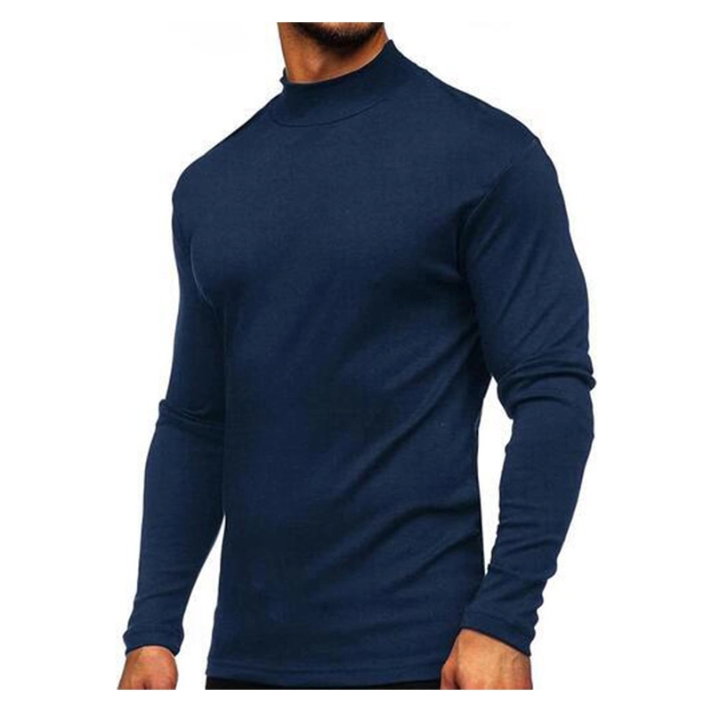 Jersey de manga larga con cuello alto para hombre, camiseta interior de diseño básico, suéteres ajustados elásticos 1