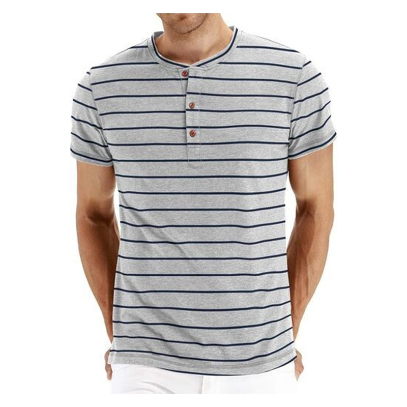 Camisetas Henley de manga corta básicas con tapeta frontal informal a la moda para hombre 1