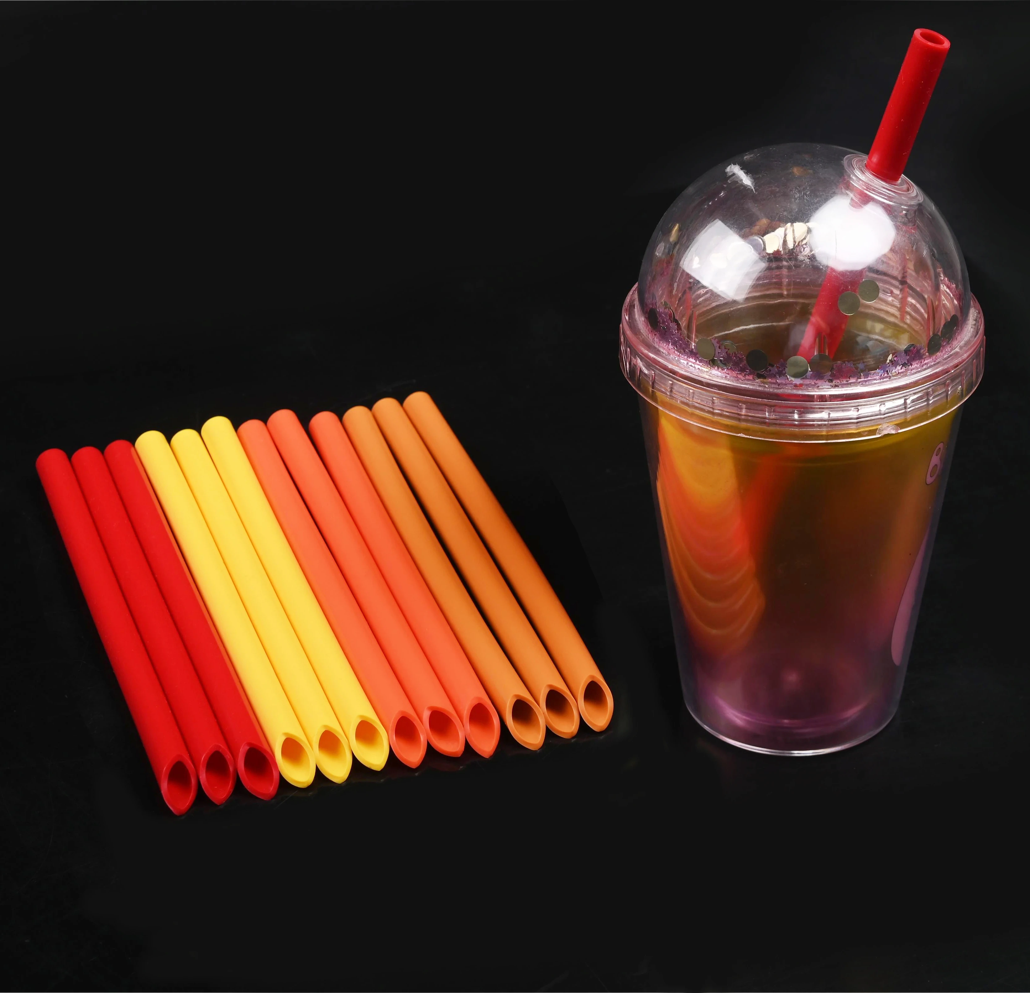 Custom Size Oblique Cut Bpa Free Food Grade Colourful Clear Reusable Bottles Drinking Juice Coffee Silicone Straws 1
