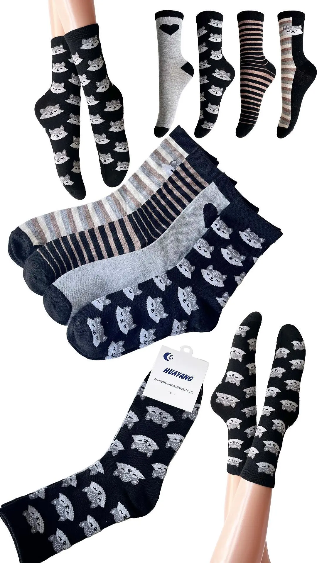 Chaussettes personnalisées pour femmes avec motif, couleur, taille et emballage personnalisés, vente en gros, chaussettes à la mode, nouvelle collection HY-W-022 1