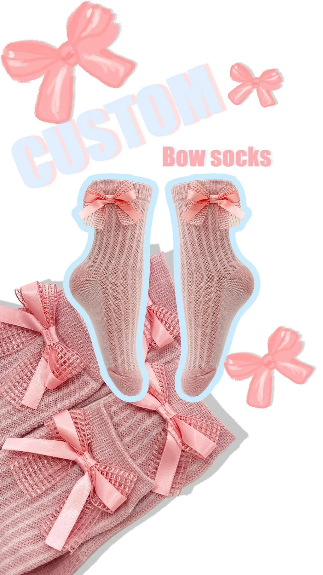 Wholesale Custom Children Bow Socks: High Quality Breathable Factory Supplier HYC-064 1