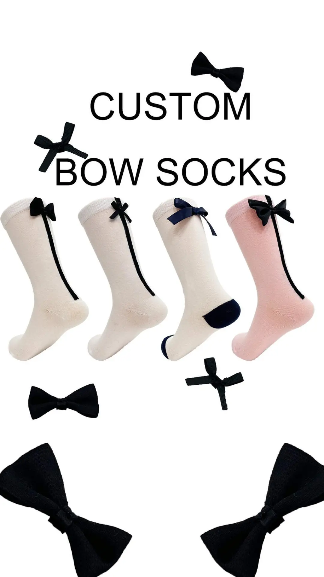 Custom Children Socks Knitting Socks Bow Socks Custom Color Pattern Design Comfortable and Suitable HYC-068 1