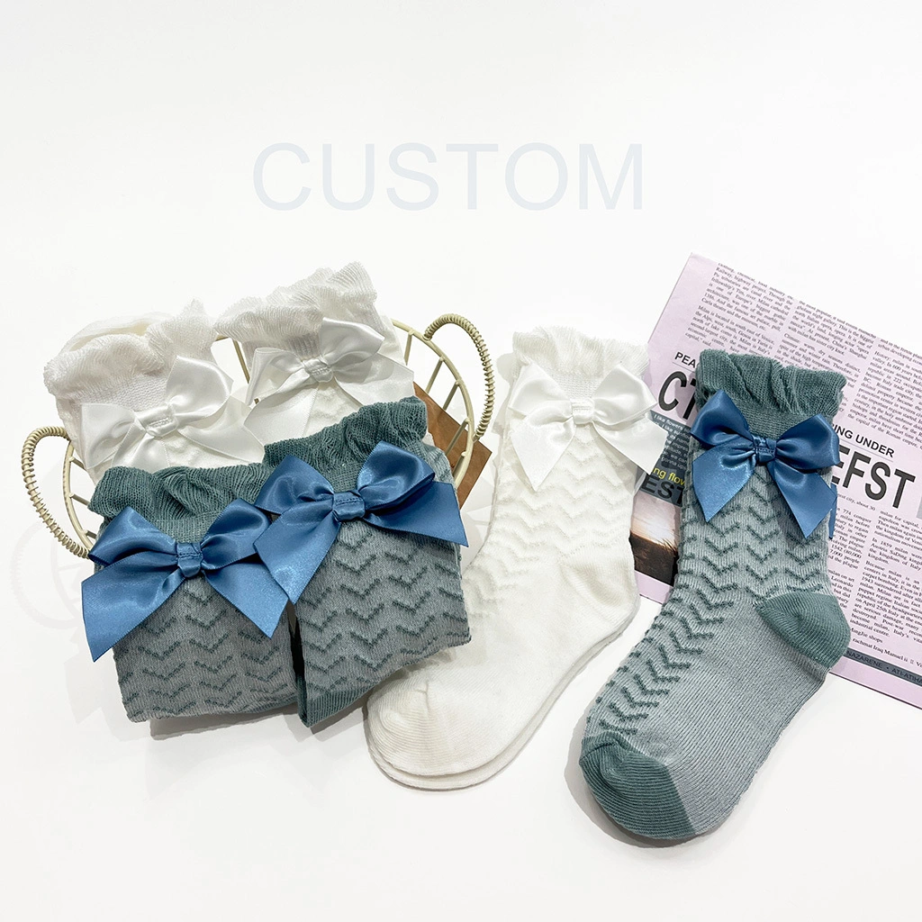 Custom Knitting Socks Bow Socks for Toddlers Breathable Summer Spring Design with Comfort for Children HYC-071 1