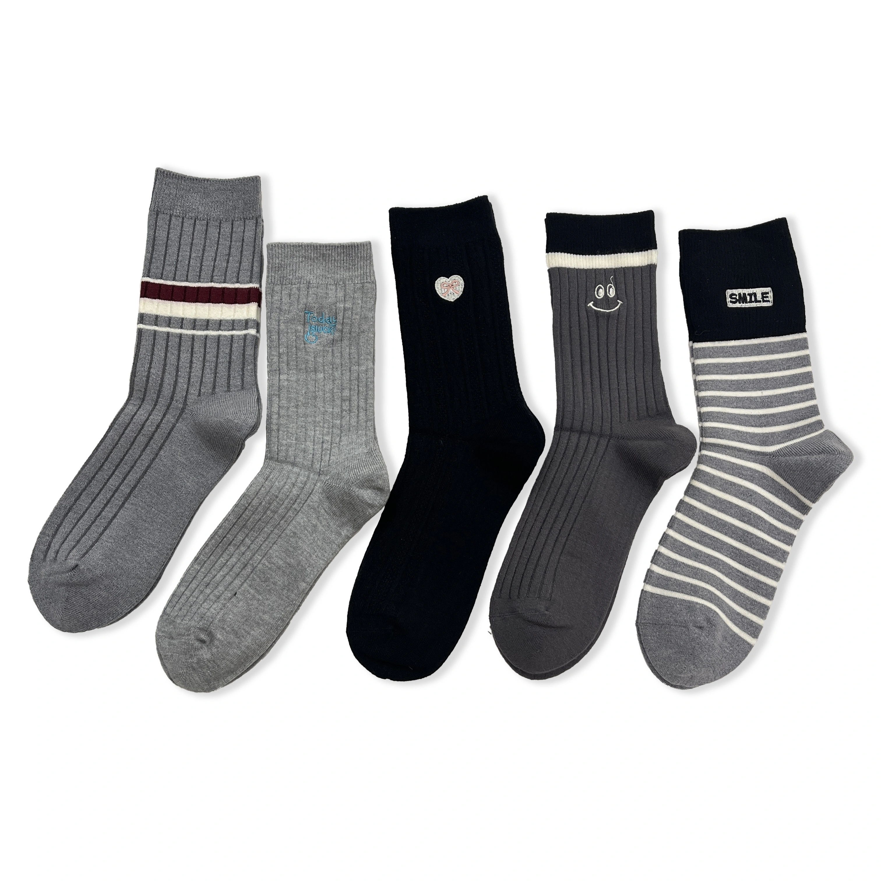 Venta al por mayor de calcetines de punto bordados para mujer, cálidos para el invierno, a la moda, HY-W-096 1