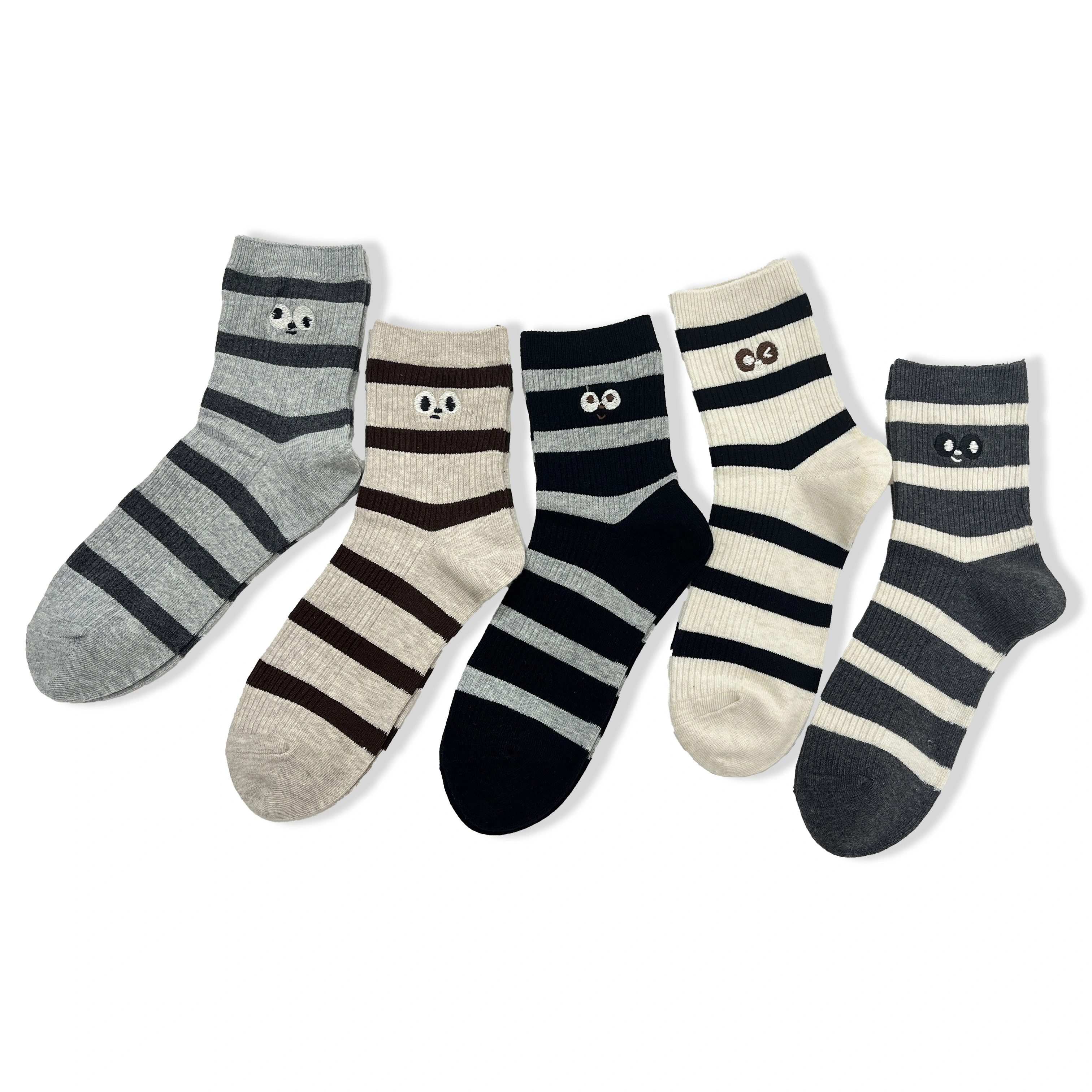 Venta al por mayor de calcetines de punto para mujer, de otoño, bordados, 5 patrones, de caña alta, HY-W-097 1