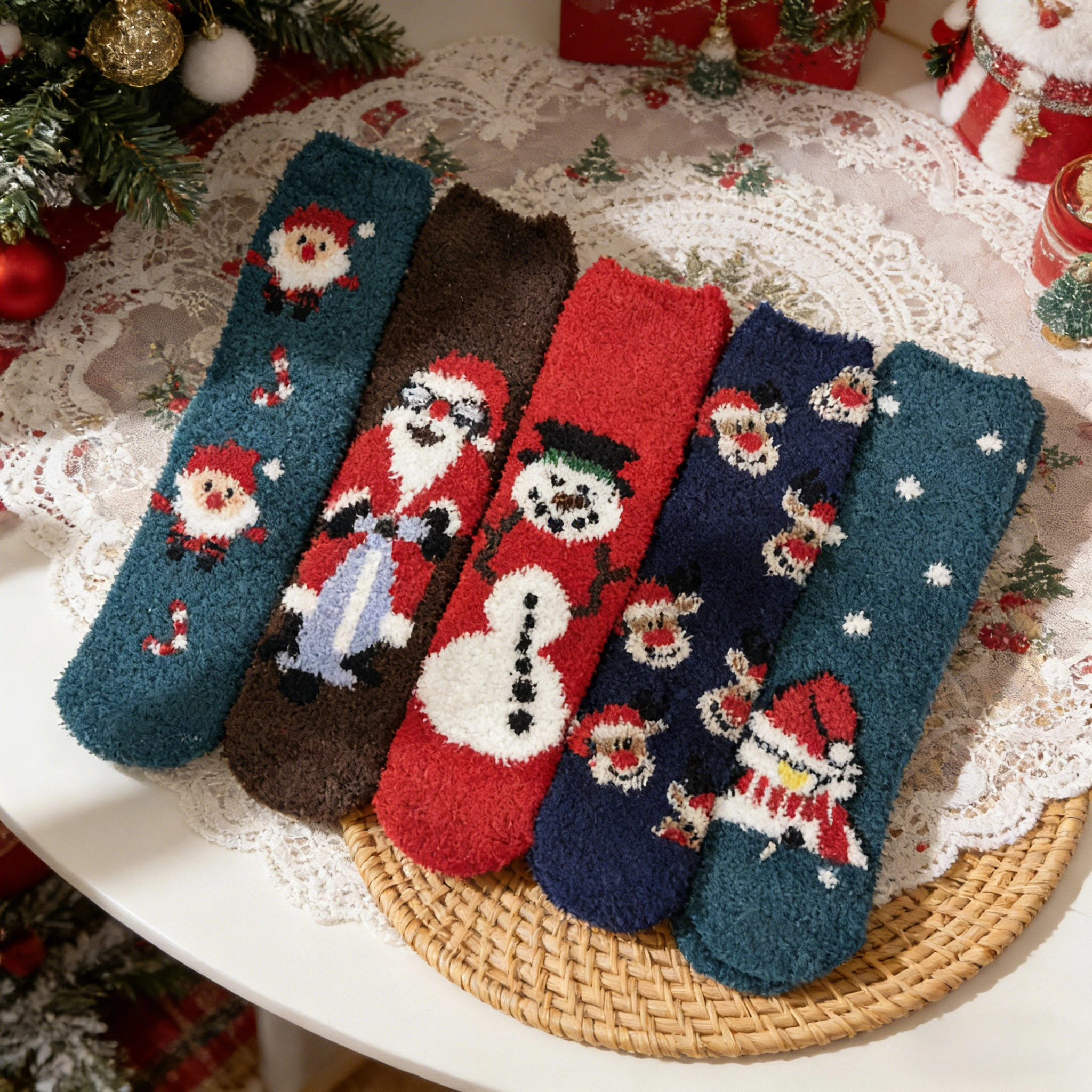 Custom Wholesale Fuzzy Winter Socks Gift for Christmas Socks Warm Wear Soft Socks HY-W-110 1