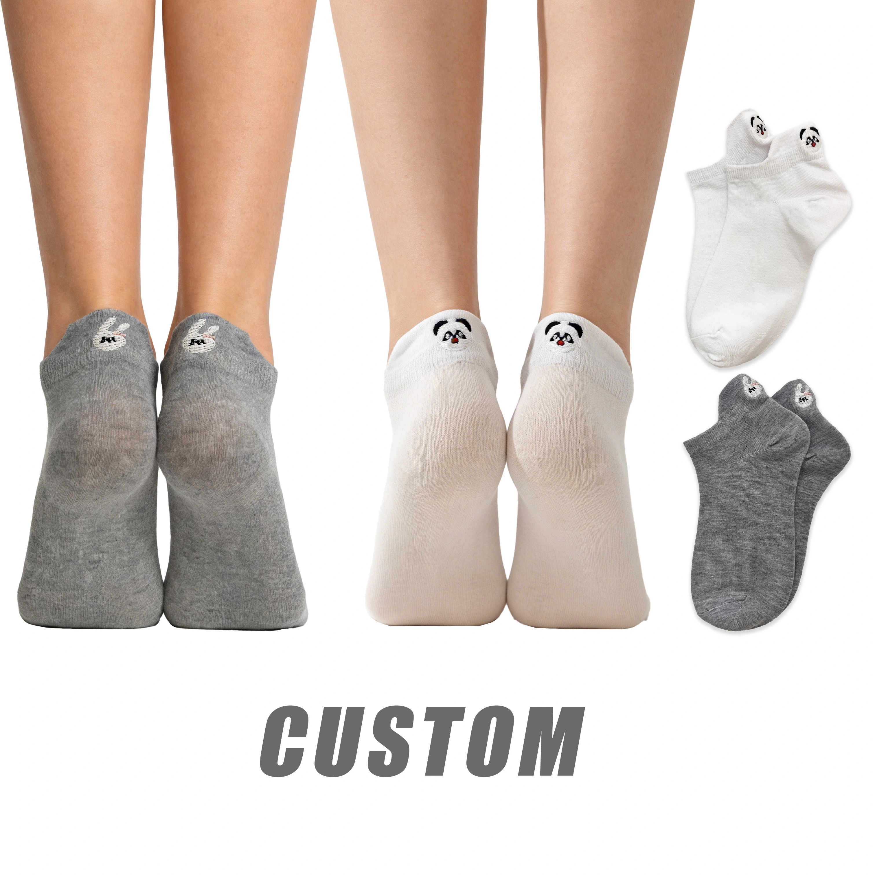 Женские вязаные носки с вышивкой, изготовленные на заказ, дышащие и удобные для повседневной носки летом и весной HY-W-116 1