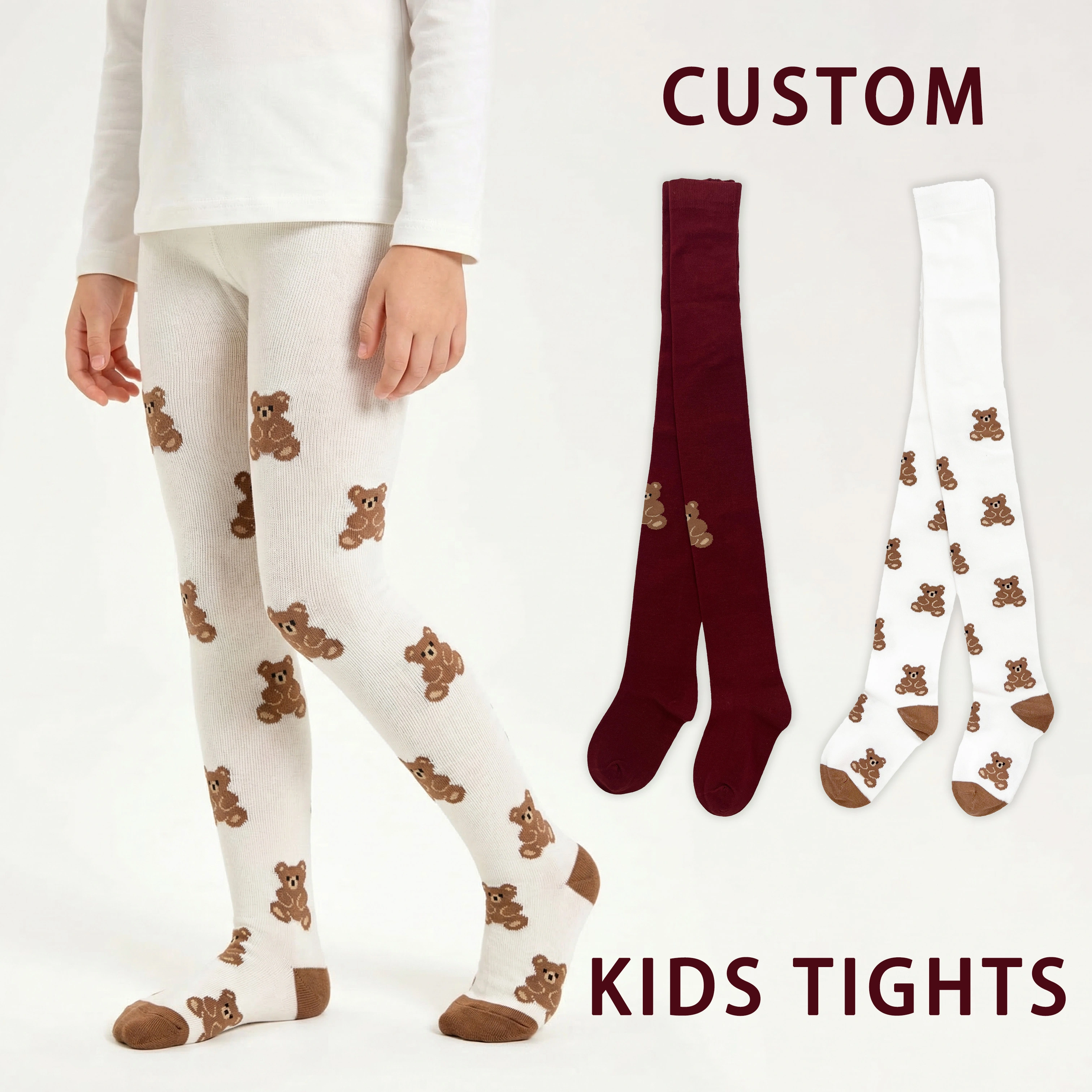 Custom Breathable Kids Tights Anti-Pilling Knitting Cotton for Spring Autumn HY-T-049 1