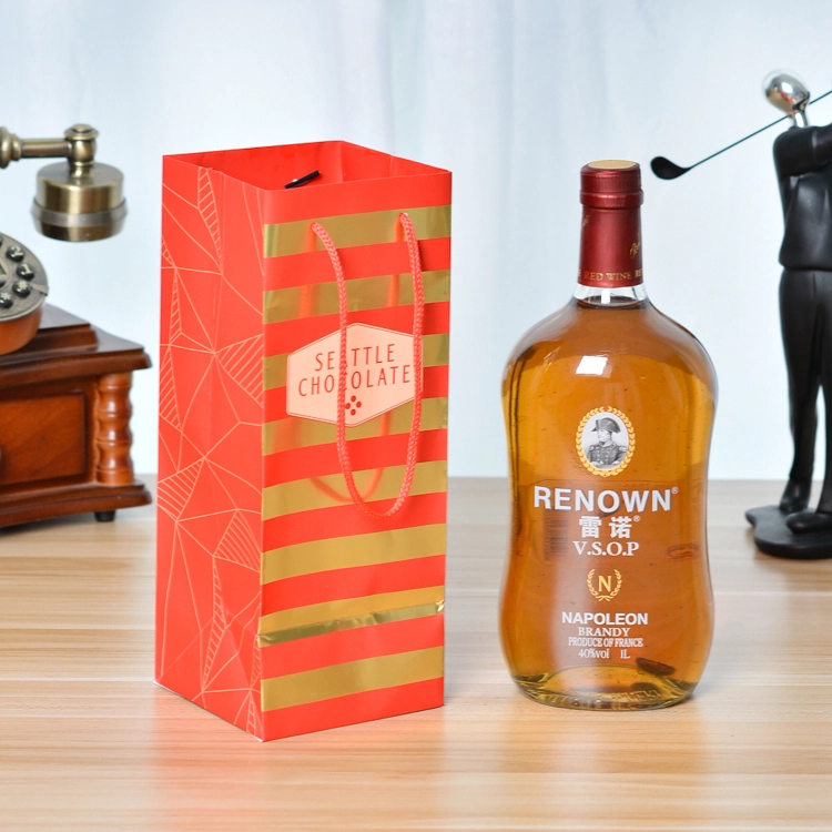 Factory Printing Gold Foil Coated Paper Wine Bag 1