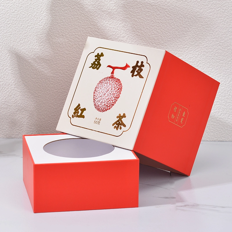 Caja de regalo de papel rígido personalizada con hojas de té 1