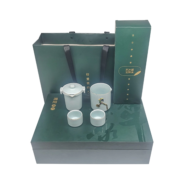 Custom Tea Set Gift Box Packaging with Handheld Paper Bag 1