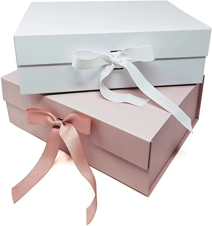 Custom Folding Gift Box Packaging with Ribbon Closure 1