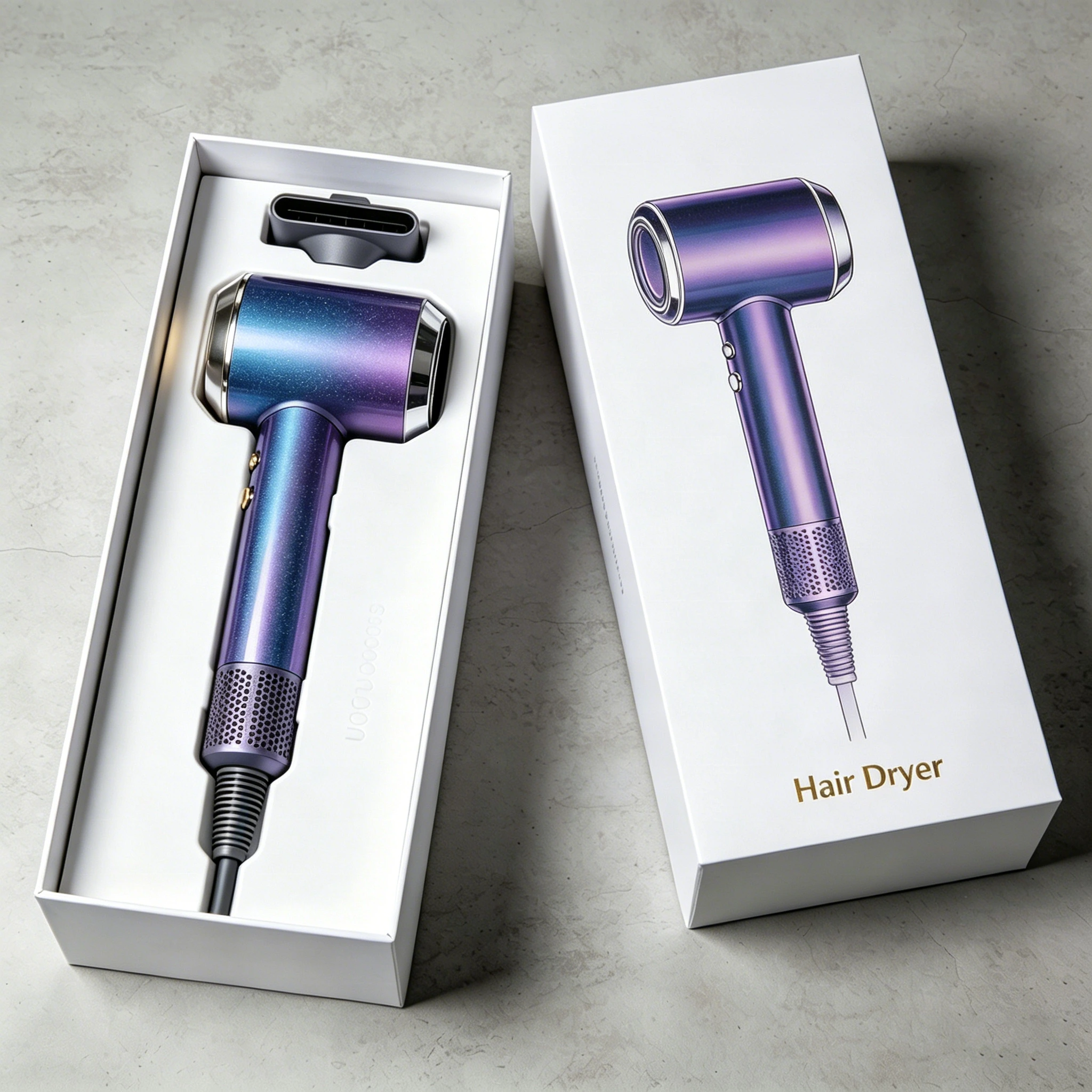 Customized Logo Lid Base Hair Dryer Packaging Box 1