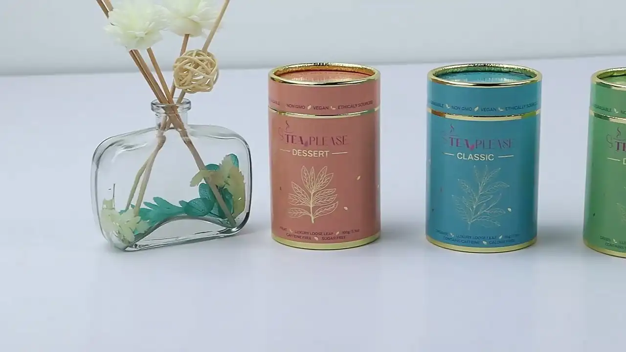 شعار مخصص مطبوعة علبة من الورق المقوى علبة هدية الشاي مجموعة ورق الكرافت أنبوب للأغذية 1