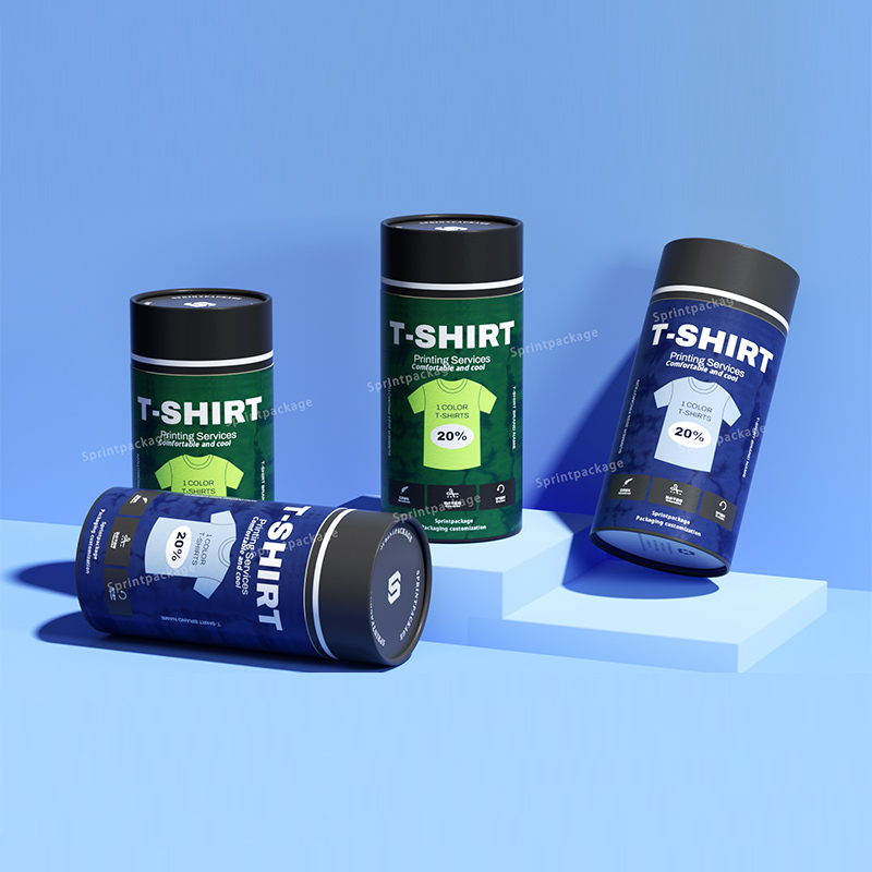 Custom logo recyclable T-shirt clothing cylinder paper tube natural brown kraft cardboard 2