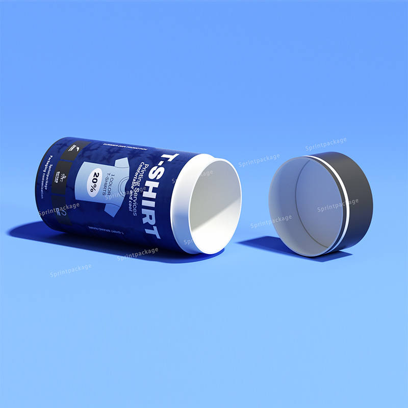 Custom logo recyclable T-shirt clothing cylinder paper tube natural brown kraft cardboard 4
