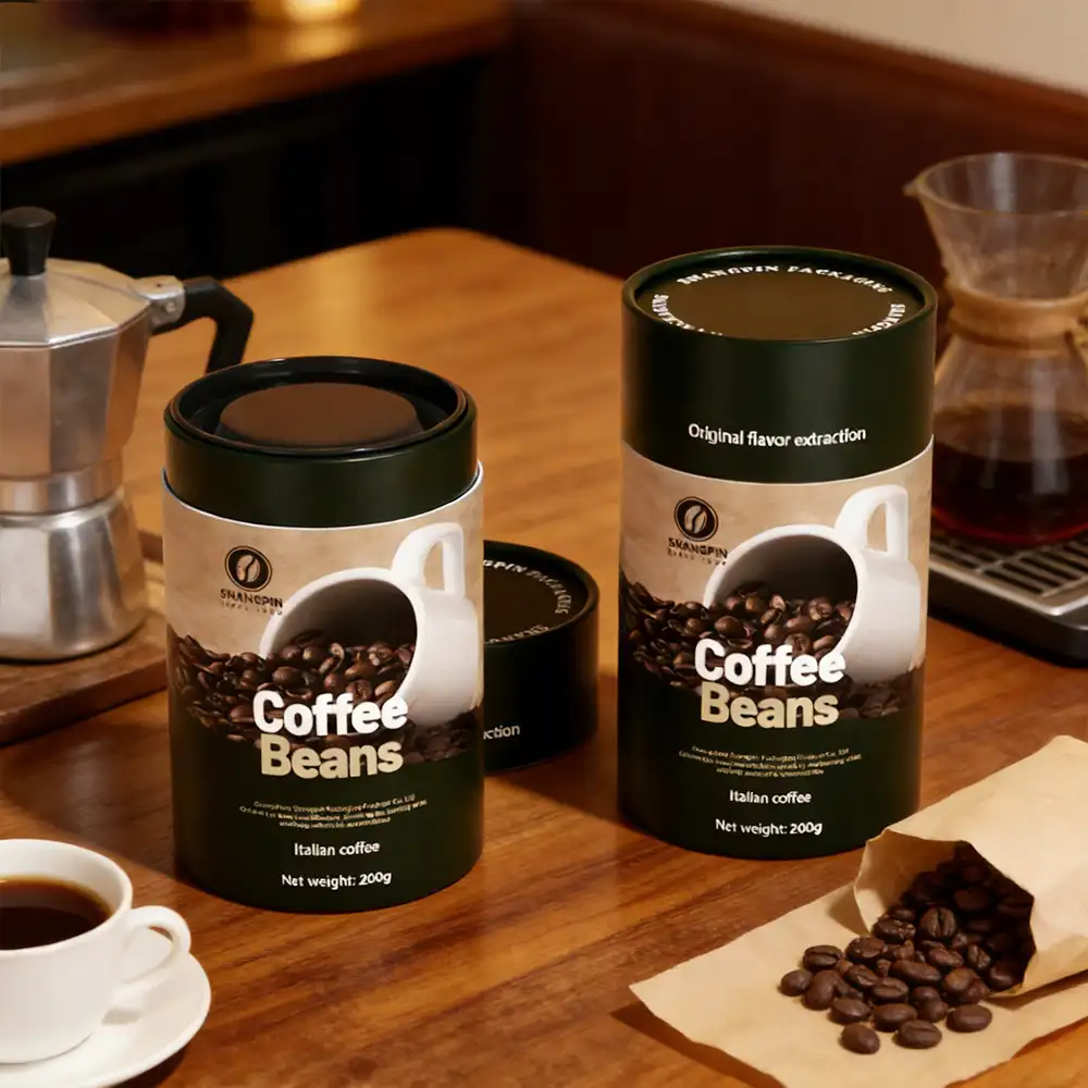 Custom Sustainable Coffee Packaging Tubes Biodegradable Coffee Beans Paper Tubes Matcha Tea Leaf Paper Tubes 1